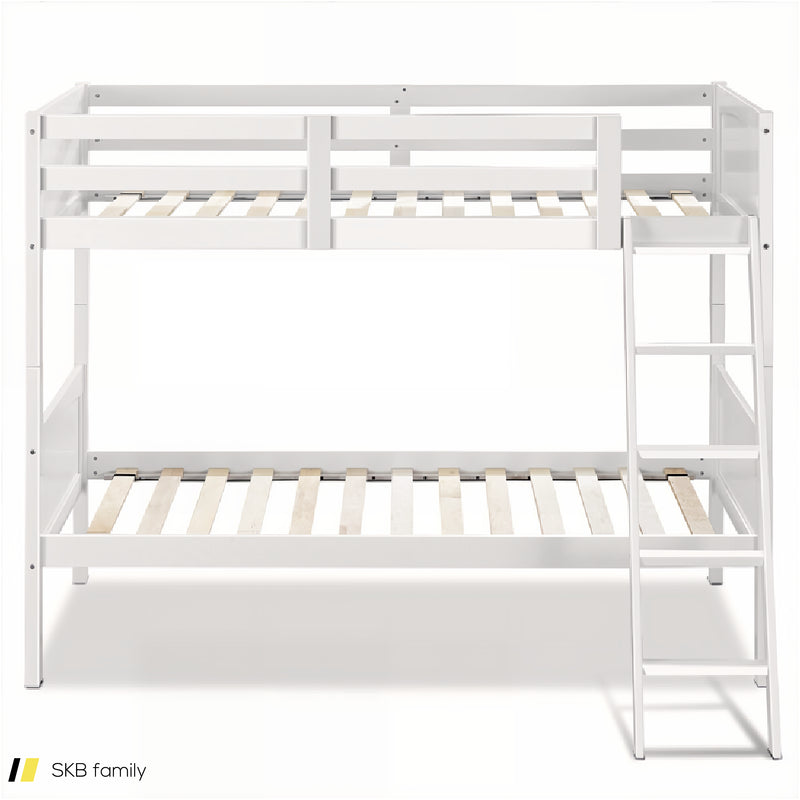 Wooden Twin Over Twin Bunk Beds With Ladder And Safety Rail 240615-230881