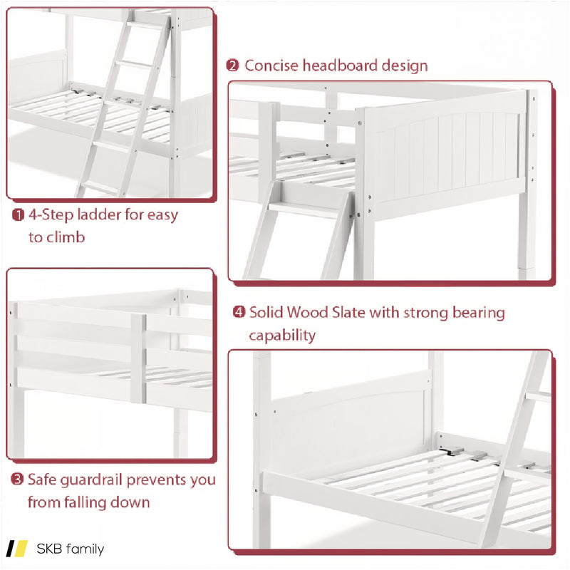 Wooden Twin Over Twin Bunk Beds With Ladder And Safety Rail 240615-230881