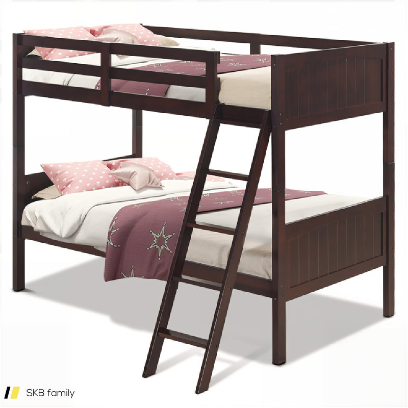 Wooden Twin Over Twin Bunk Beds With Ladder And Safety Rail 240615-230881