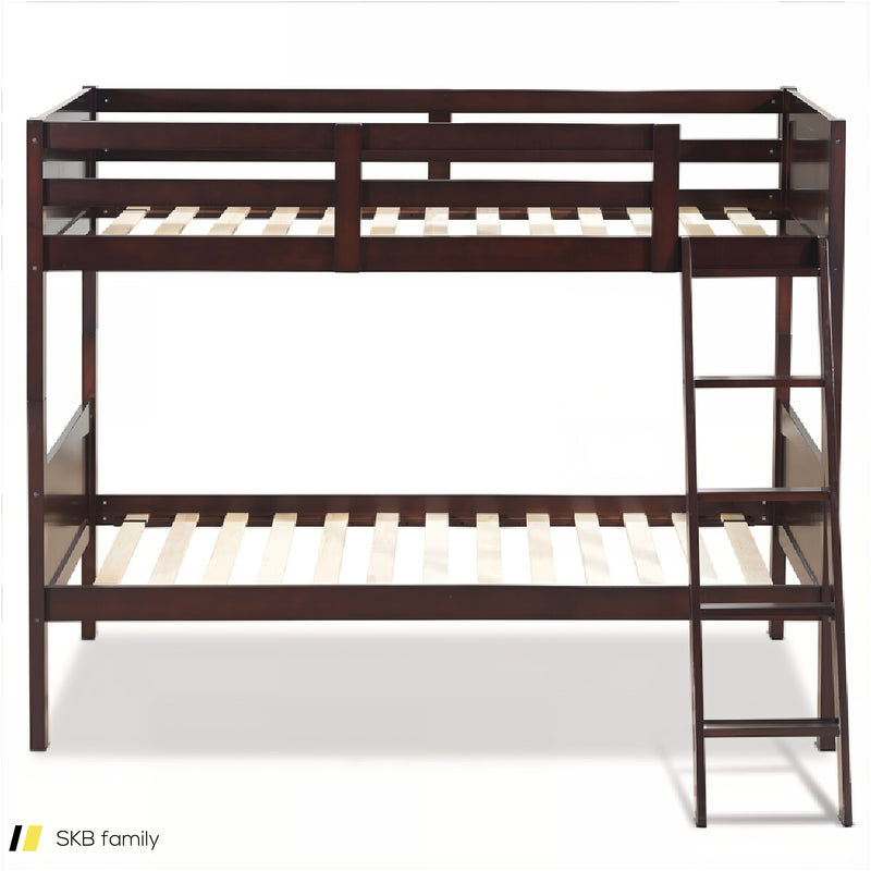 Wooden Twin Over Twin Bunk Beds With Ladder And Safety Rail 240615-230881