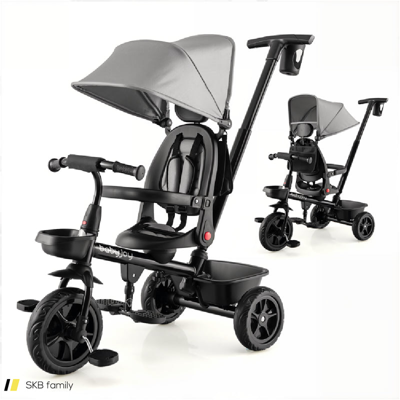 4-In-1 Reversible Toddler Tricycle With Height Adjustable Push Handle 240615-230882