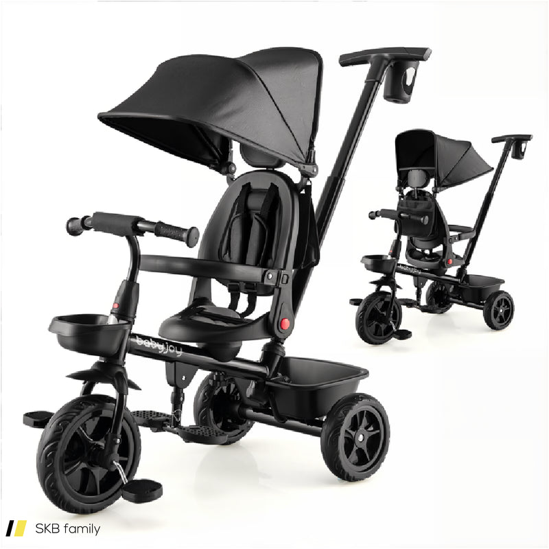 4-In-1 Reversible Toddler Tricycle With Height Adjustable Push Handle 240615-230882