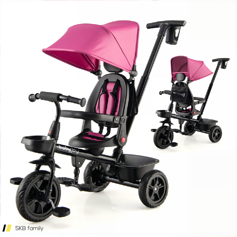 4-In-1 Reversible Toddler Tricycle With Height Adjustable Push Handle 240615-230882