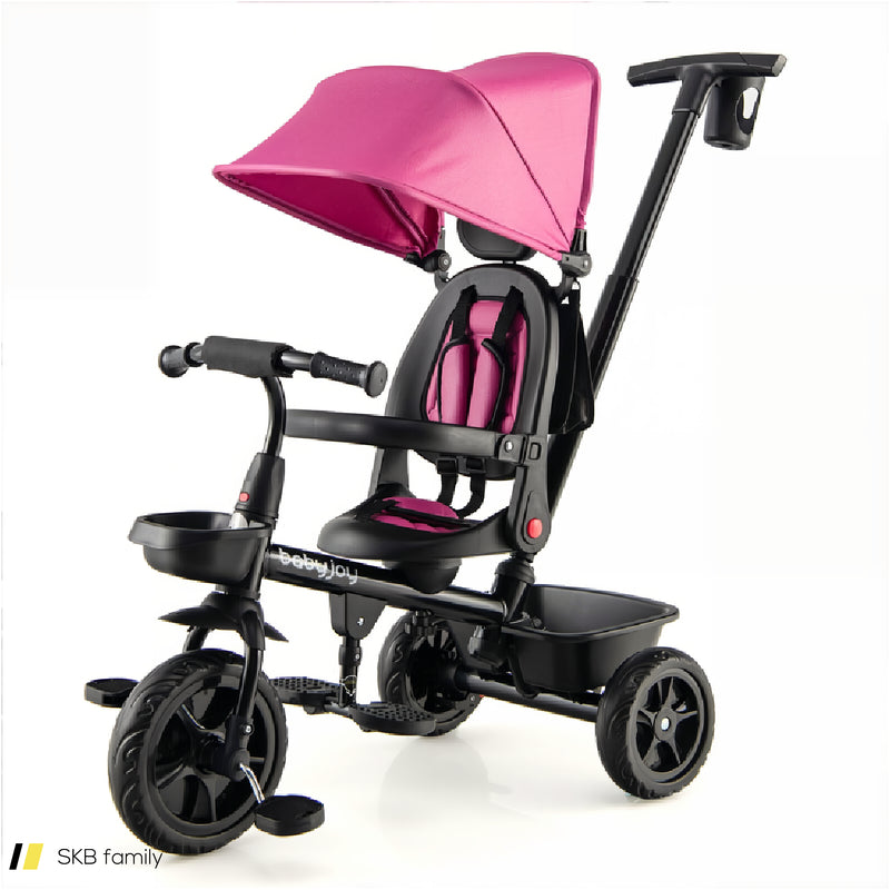 4-In-1 Reversible Toddler Tricycle With Height Adjustable Push Handle 240615-230882