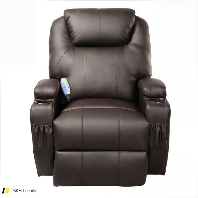 Faux Leather Heated Massage Recliner Chair With Remote 240615-230884