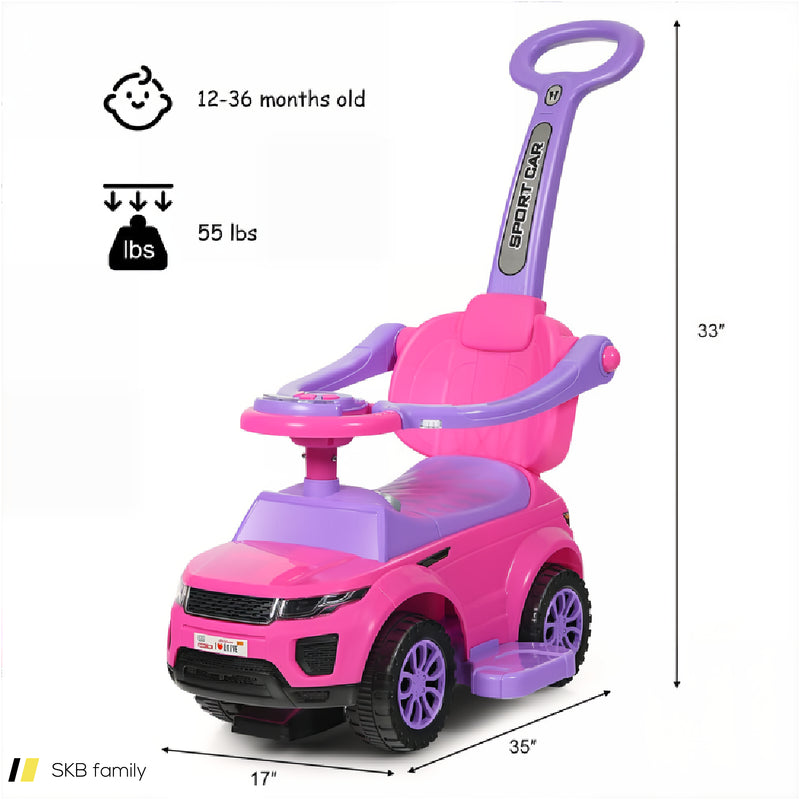 3 In 1 Ride On Push Car Toddler Stroller Sliding Car With Music 240615-230892