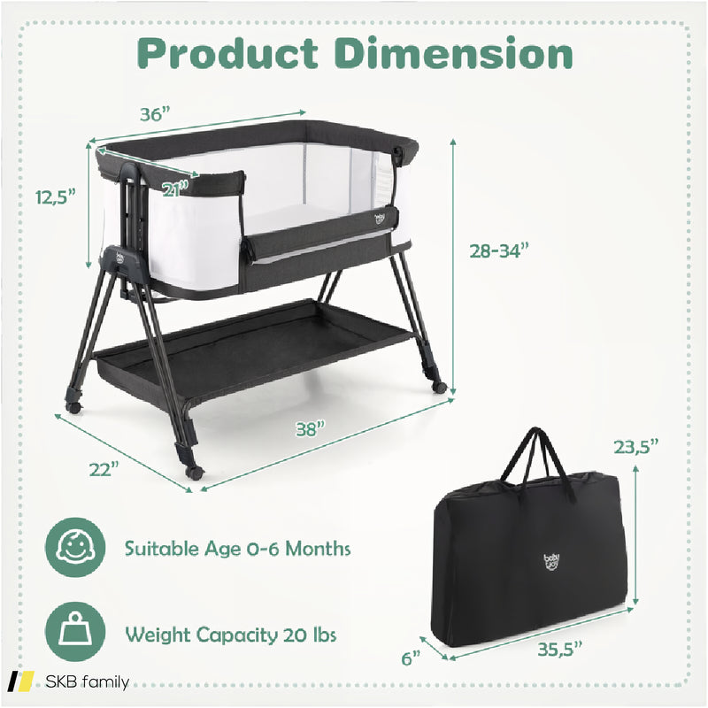 Portable Bedside Sleeper For Baby With 7 Adjustable Heights 240615-230894