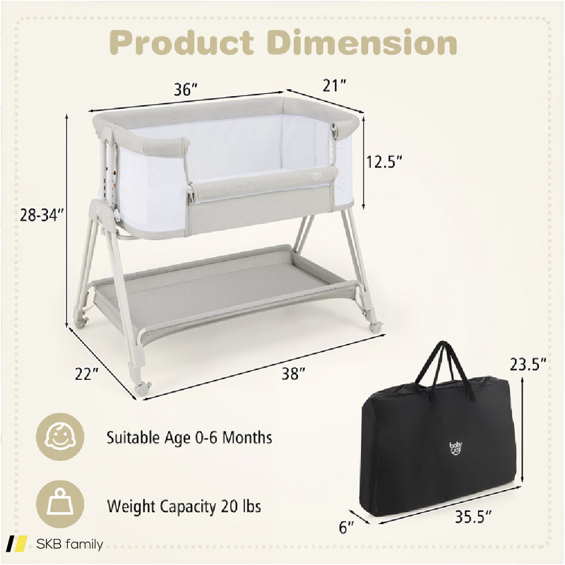 Portable Bedside Sleeper For Baby With 7 Adjustable Heights 240615-230894