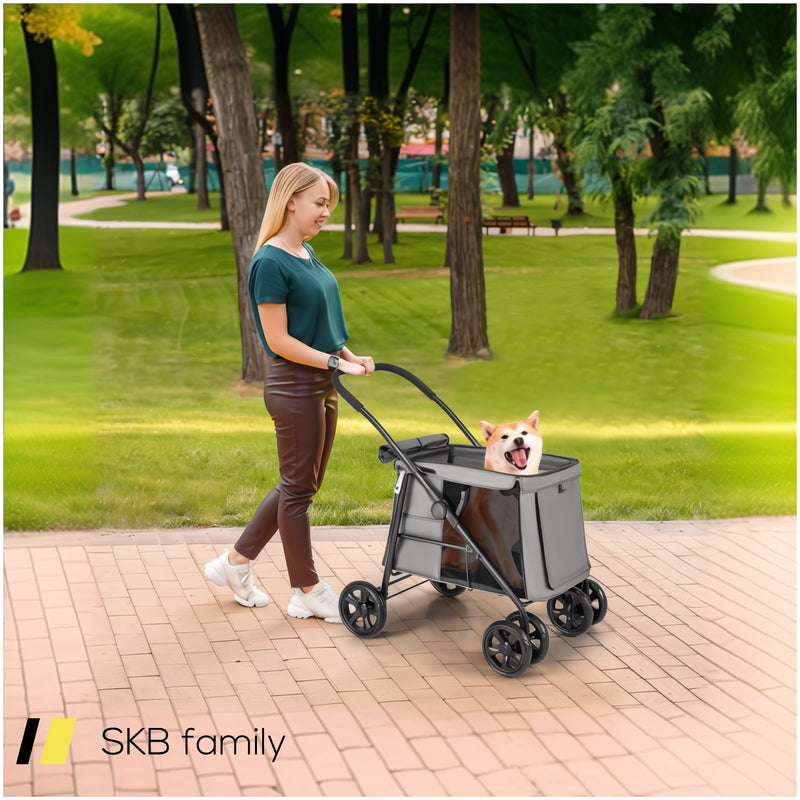 Folding Pet Stroller For Small And Medium Pets With Breathable Mesh Andx One-Button Foldable 240615-230895