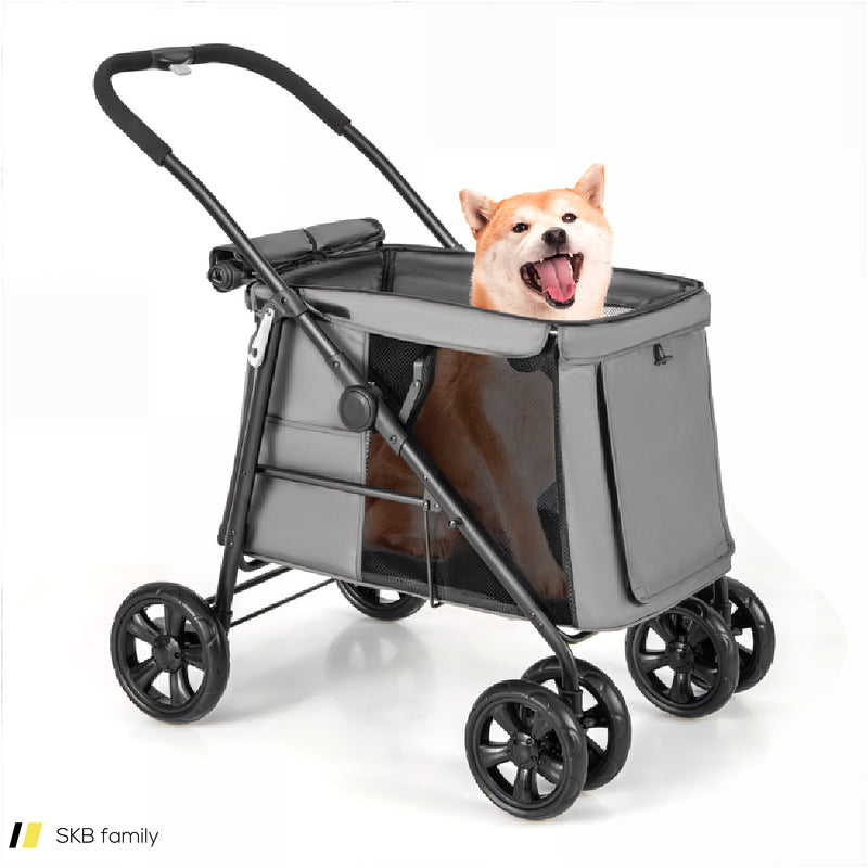 Folding Pet Stroller For Small And Medium Pets With Breathable Mesh Andx One-Button Foldable 240615-230895