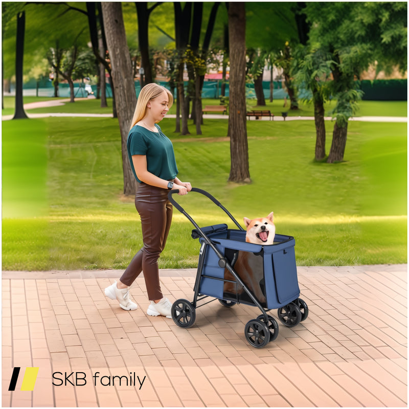 Folding Pet Stroller For Small And Medium Pets With Breathable Mesh Andx One-Button Foldable 240615-230895