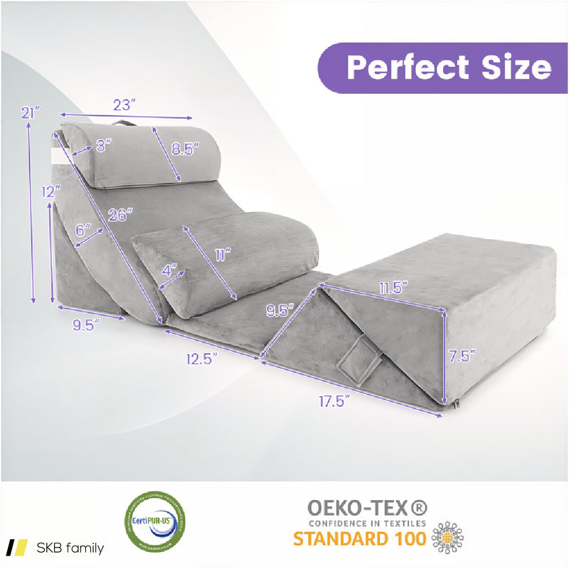 7 Pieces Bed Wedge Pillow Set With Memory Foam And Washable Cover 240615-230896