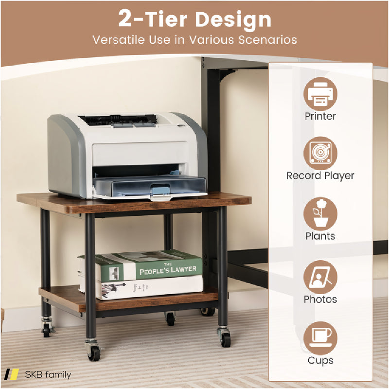 Under Desk Printer Stand With 4 Wheels And Locking Mechanism 240615-230898