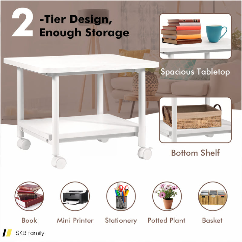 Under Desk Printer Stand With 4 Wheels And Locking Mechanism 240615-230898