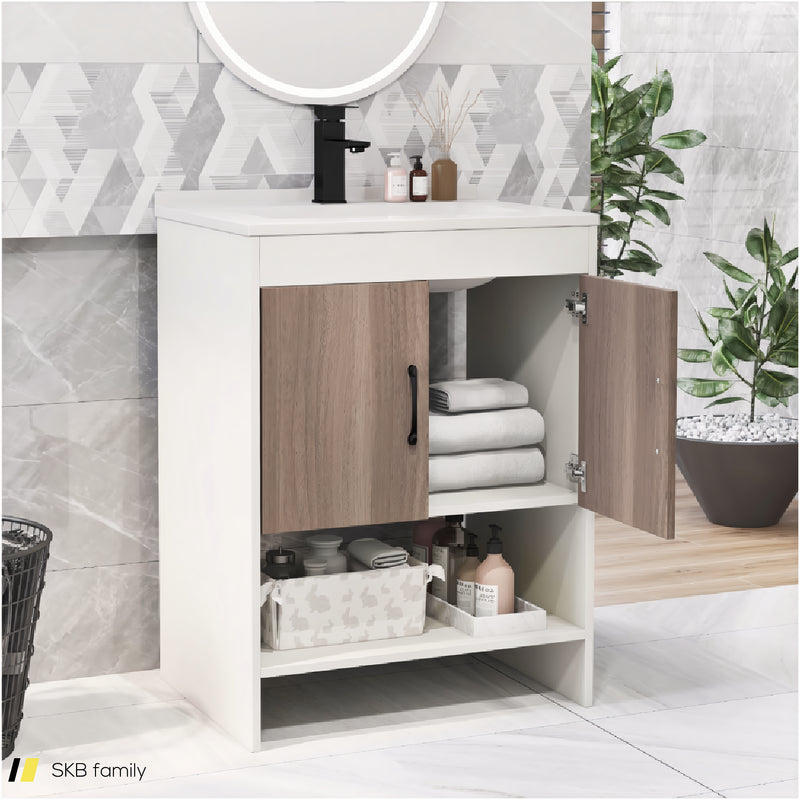 25 Inch Bathroom Vanity Sink Combo Cabinet With Doors And Open Shelf 240615-230899