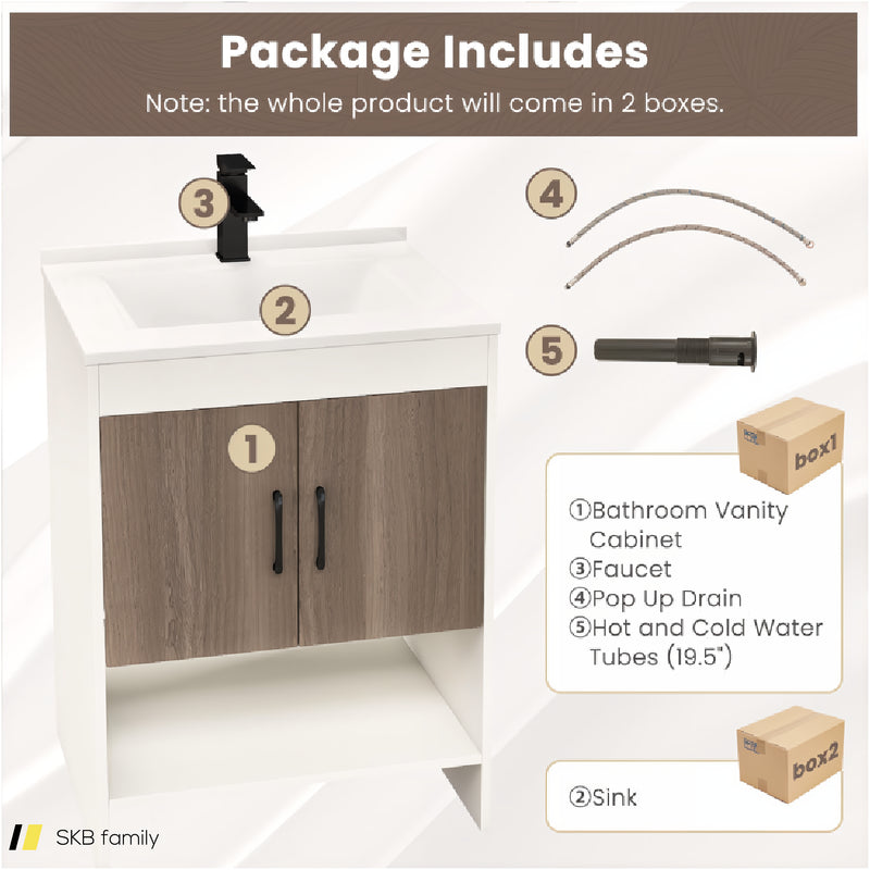 25 Inch Bathroom Vanity Sink Combo Cabinet With Doors And Open Shelf 240615-230899