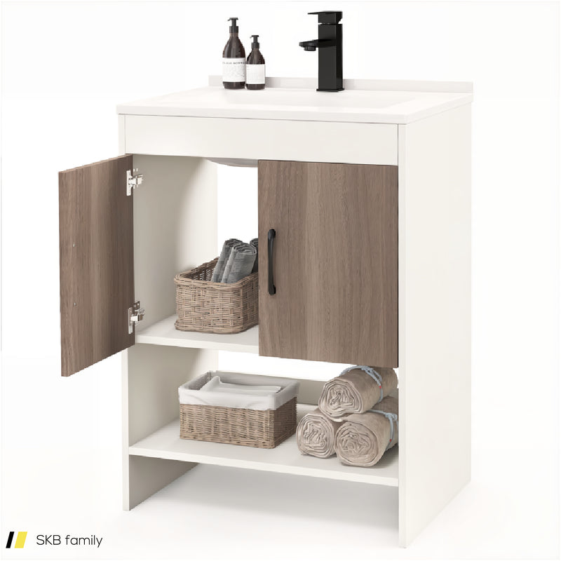 25 Inch Bathroom Vanity Sink Combo Cabinet With Doors And Open Shelf 240615-230899