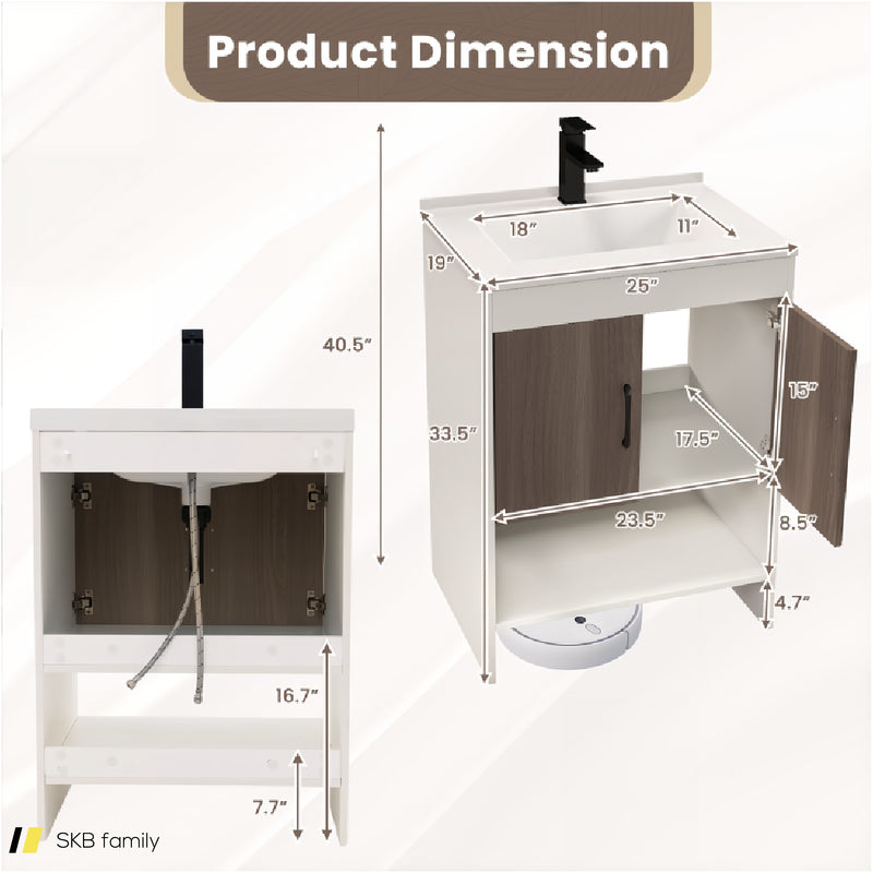 25 Inch Bathroom Vanity Sink Combo Cabinet With Doors And Open Shelf 240615-230899