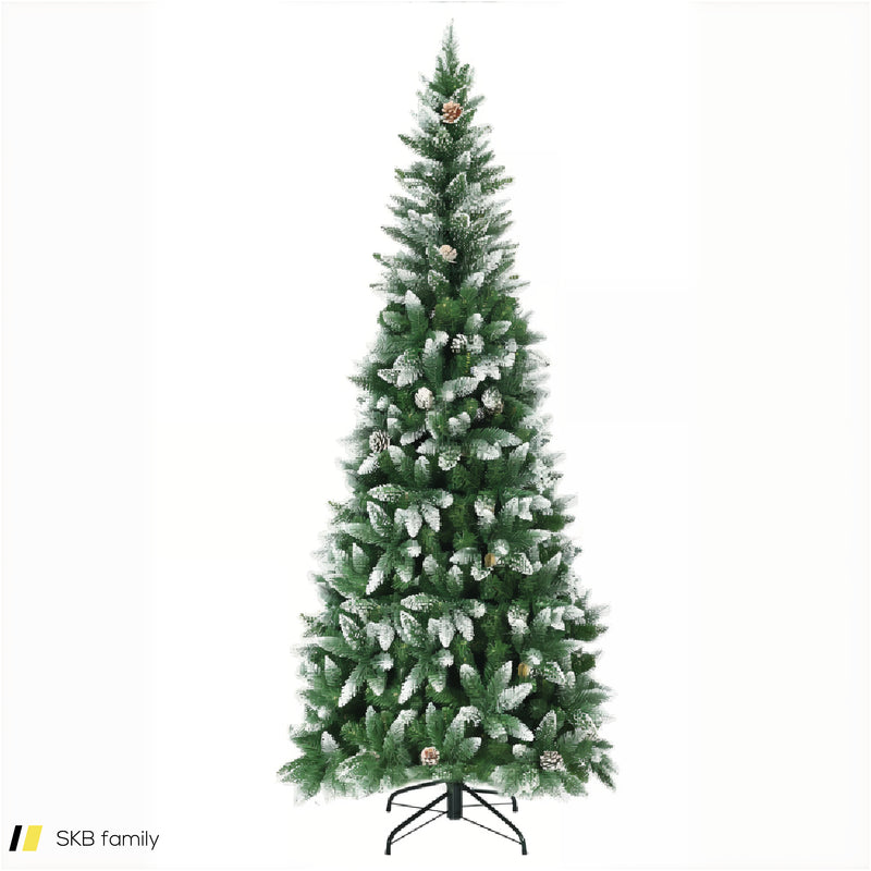 5 / 6 / 7.5 Feet Artificial Pencil Christmas Tree With Pine Cones 240615-230902