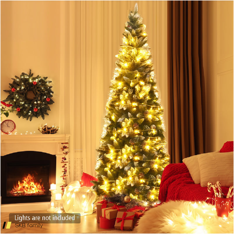 5 / 6 / 7.5 Feet Artificial Pencil Christmas Tree With Pine Cones 240615-230902