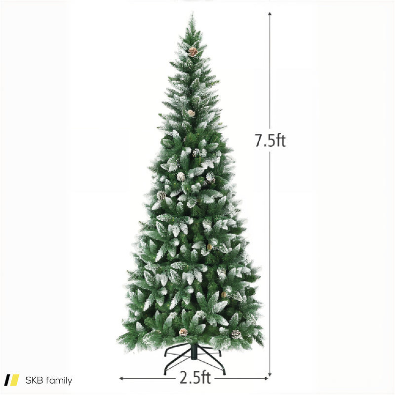 5 / 6 / 7.5 Feet Artificial Pencil Christmas Tree With Pine Cones 240615-230902