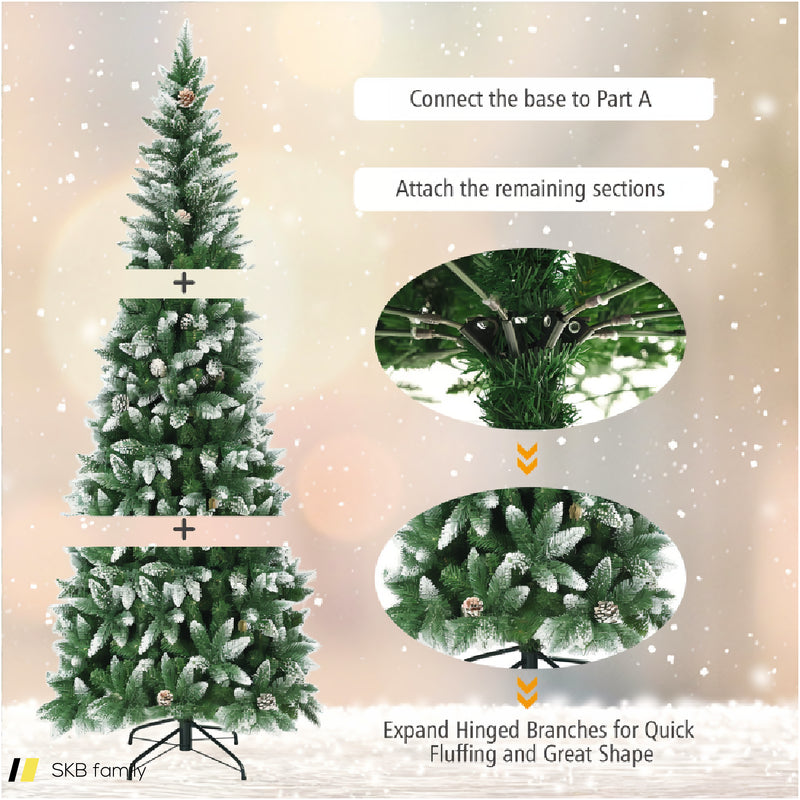 5 / 6 / 7.5 Feet Artificial Pencil Christmas Tree With Pine Cones 240615-230902