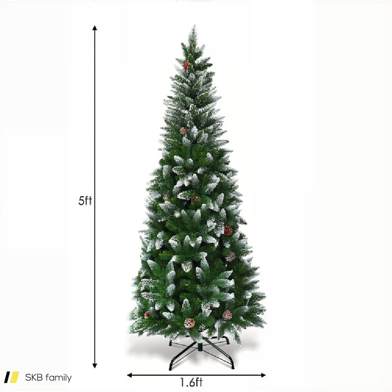 5 / 6 / 7.5 Feet Artificial Pencil Christmas Tree With Pine Cones 240615-230902