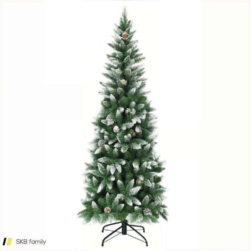 5 / 6 / 7.5 Feet Artificial Pencil Christmas Tree With Pine Cones 240615-230902