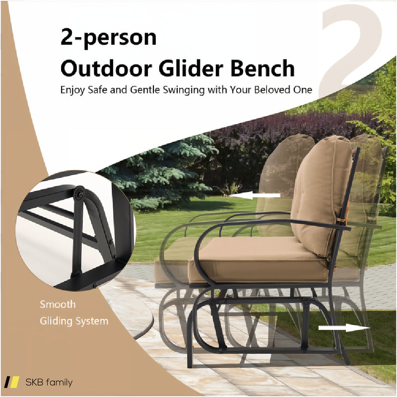 Patio 2-Person Glider Bench Rocking Loveseat With Cushioned Armrest 240615-230903