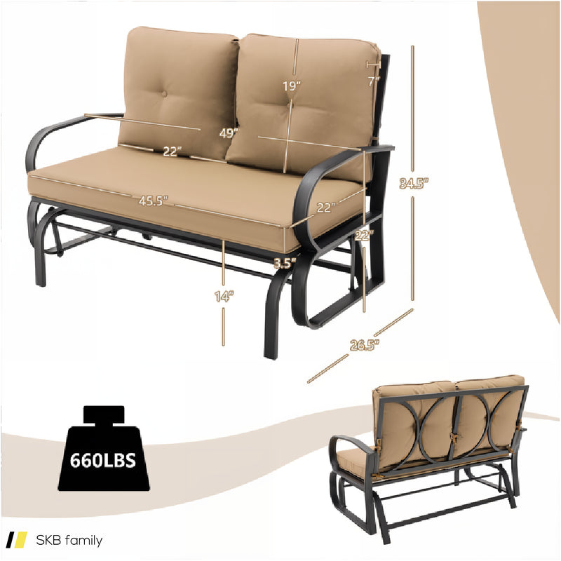 Patio 2-Person Glider Bench Rocking Loveseat With Cushioned Armrest 240615-230903