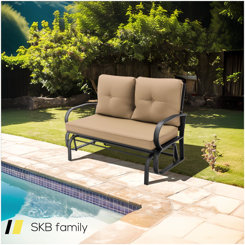 Patio 2-Person Glider Bench Rocking Loveseat With Cushioned Armrest 240615-230903