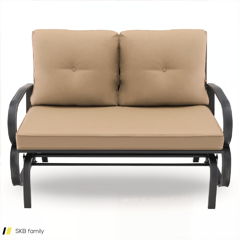 Patio 2-Person Glider Bench Rocking Loveseat With Cushioned Armrest 240615-230903