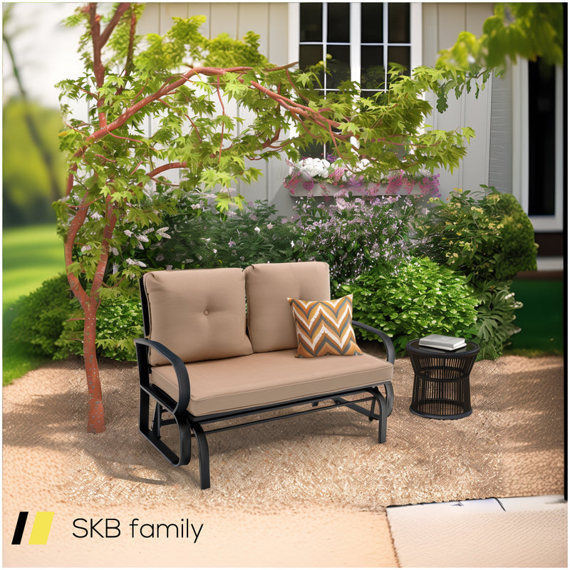 Patio 2-Person Glider Bench Rocking Loveseat With Cushioned Armrest 240615-230903