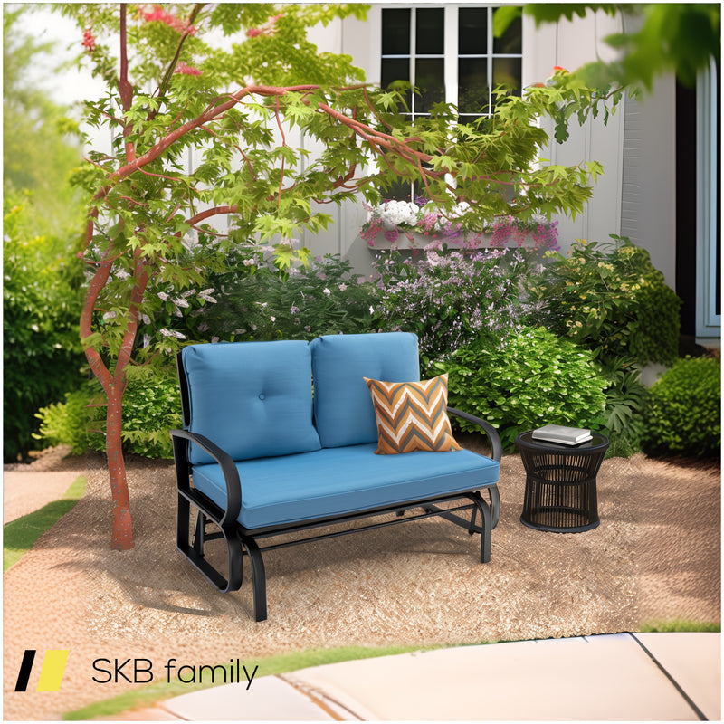 Patio 2-Person Glider Bench Rocking Loveseat With Cushioned Armrest 240615-230903