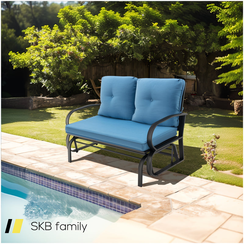 Patio 2-Person Glider Bench Rocking Loveseat With Cushioned Armrest 240615-230903