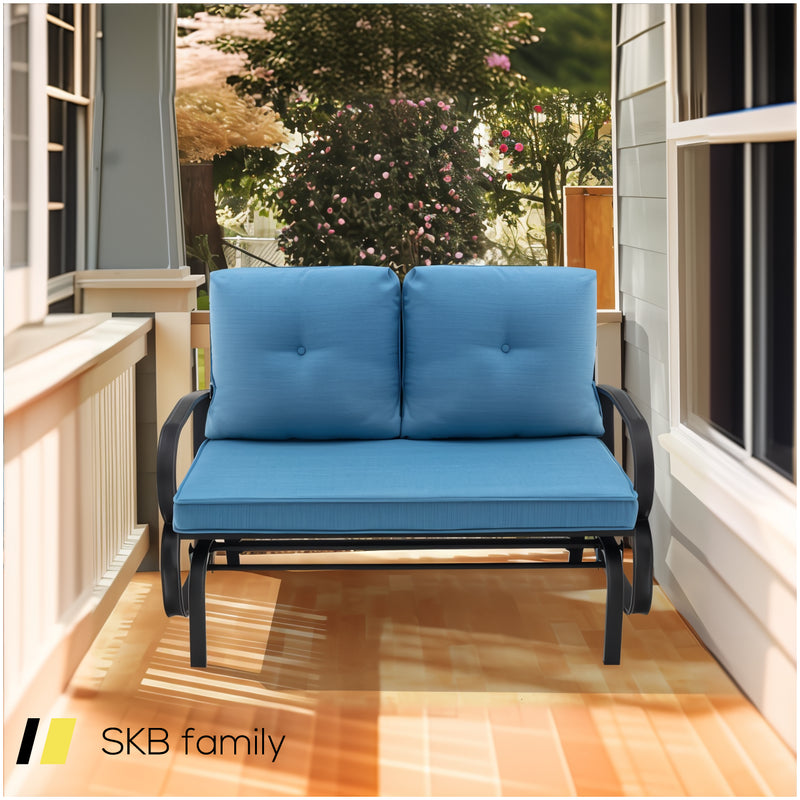 Patio 2-Person Glider Bench Rocking Loveseat With Cushioned Armrest 240615-230903