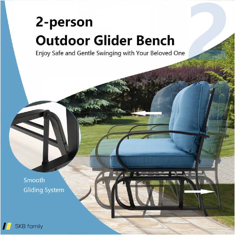 Patio 2-Person Glider Bench Rocking Loveseat With Cushioned Armrest 240615-230903