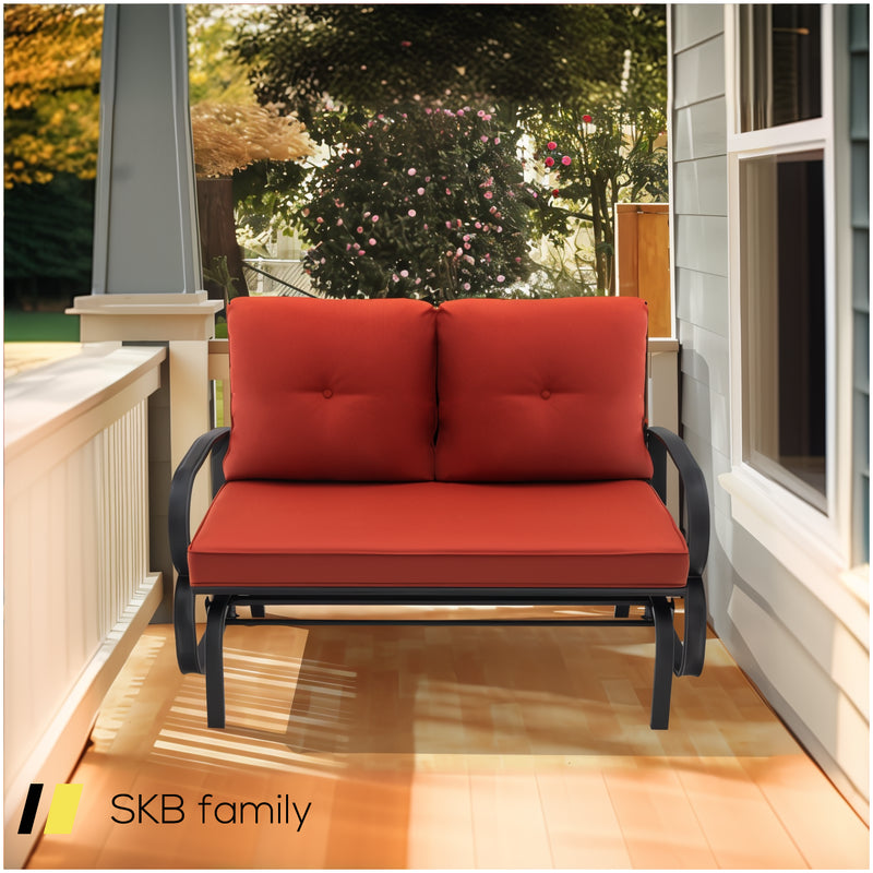 Patio 2-Person Glider Bench Rocking Loveseat With Cushioned Armrest 240615-230903