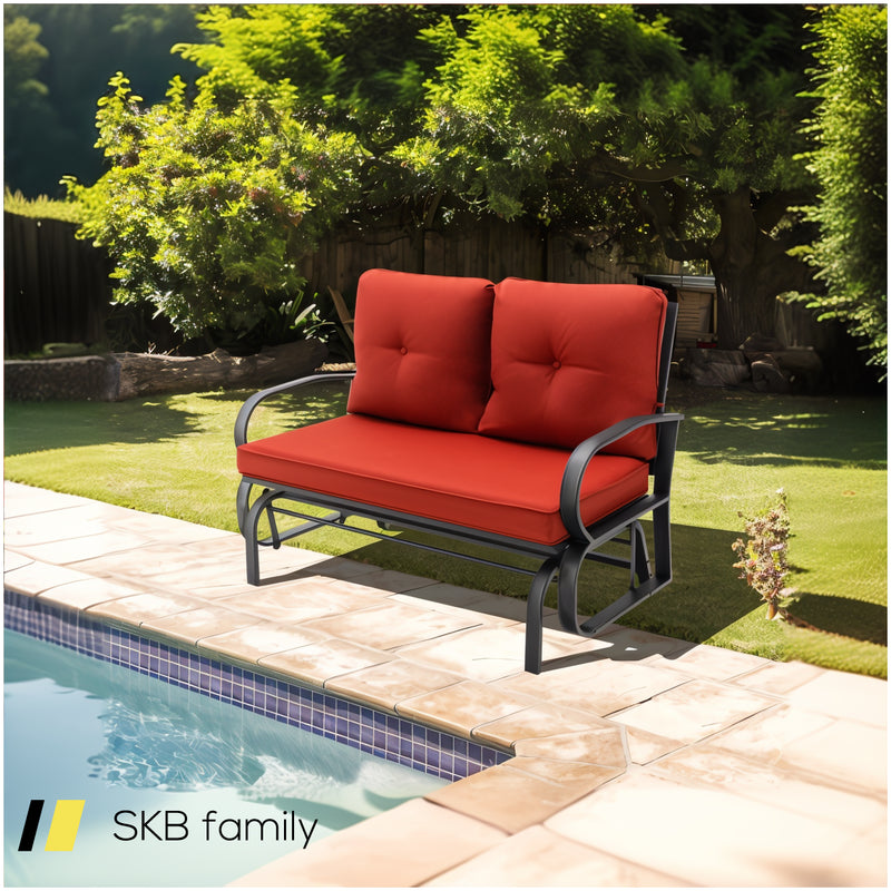 Patio 2-Person Glider Bench Rocking Loveseat With Cushioned Armrest 240615-230903