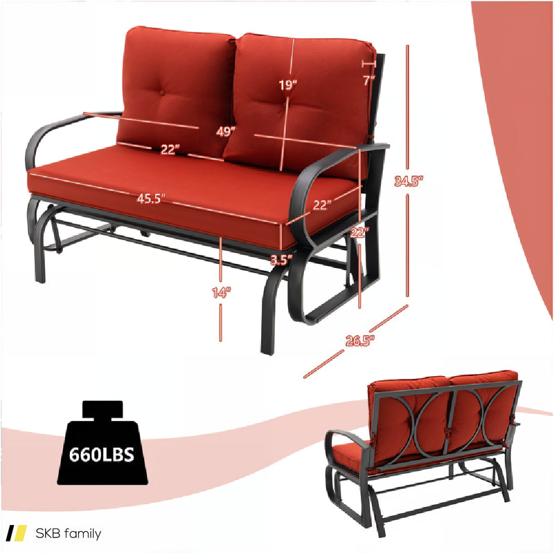 Patio 2-Person Glider Bench Rocking Loveseat With Cushioned Armrest 240615-230903