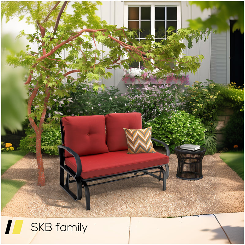 Patio 2-Person Glider Bench Rocking Loveseat With Cushioned Armrest 240615-230903