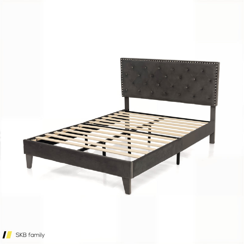 Full/Queen Size Upholstered Platform Bed With Tufted Headboard 240615-230904