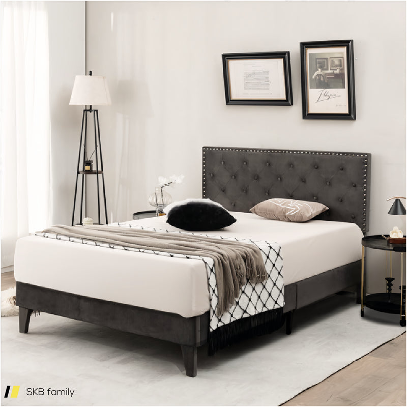 Full/Queen Size Upholstered Platform Bed With Tufted Headboard 240615-230904