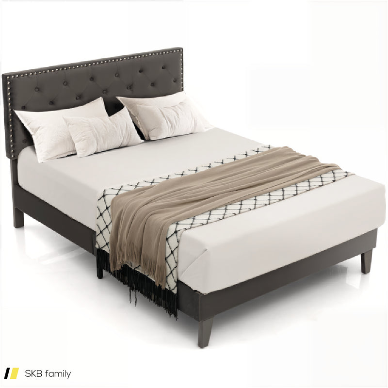 Full/Queen Size Upholstered Platform Bed With Tufted Headboard 240615-230904