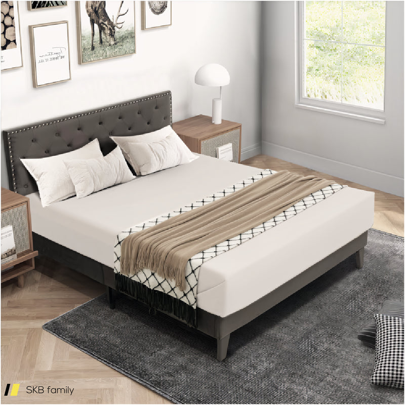 Full/Queen Size Upholstered Platform Bed With Tufted Headboard 240615-230904