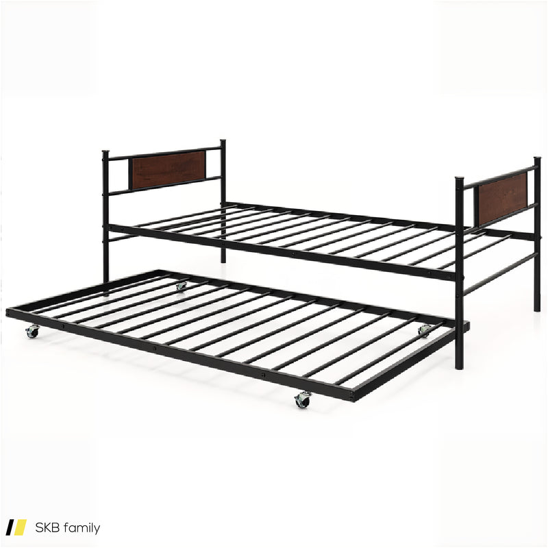 Twin Size 2-In-1 Daybed Frame With Pullout Trundle 240615-230906