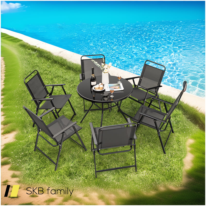 Set Of 2/4/6 Outdoor Folding Chairs With Breathable Seat 240615-230909