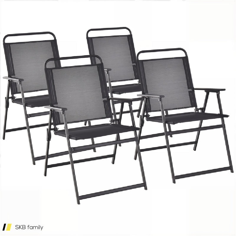 Set Of 2/4/6 Outdoor Folding Chairs With Breathable Seat 240615-230909