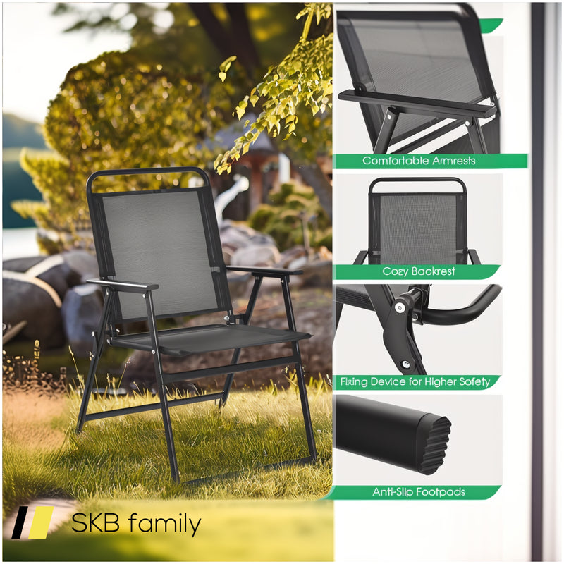 Set Of 2/4/6 Outdoor Folding Chairs With Breathable Seat 240615-230909