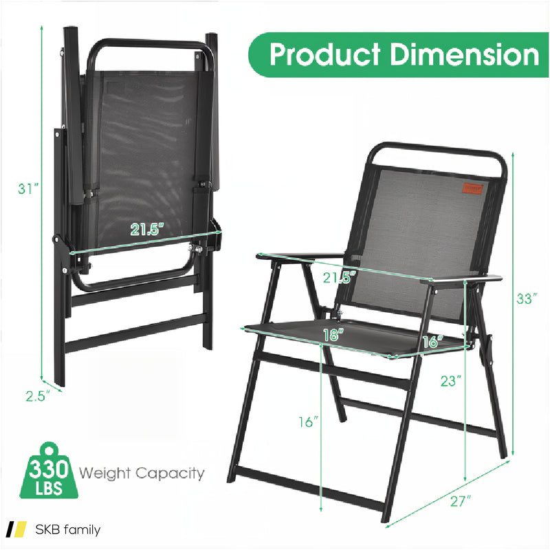 Set Of 2/4/6 Outdoor Folding Chairs With Breathable Seat 240615-230909